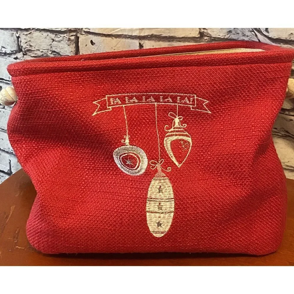 New Christmas Storage Tote Pine Cones Holiday 13x13x13 Inchs